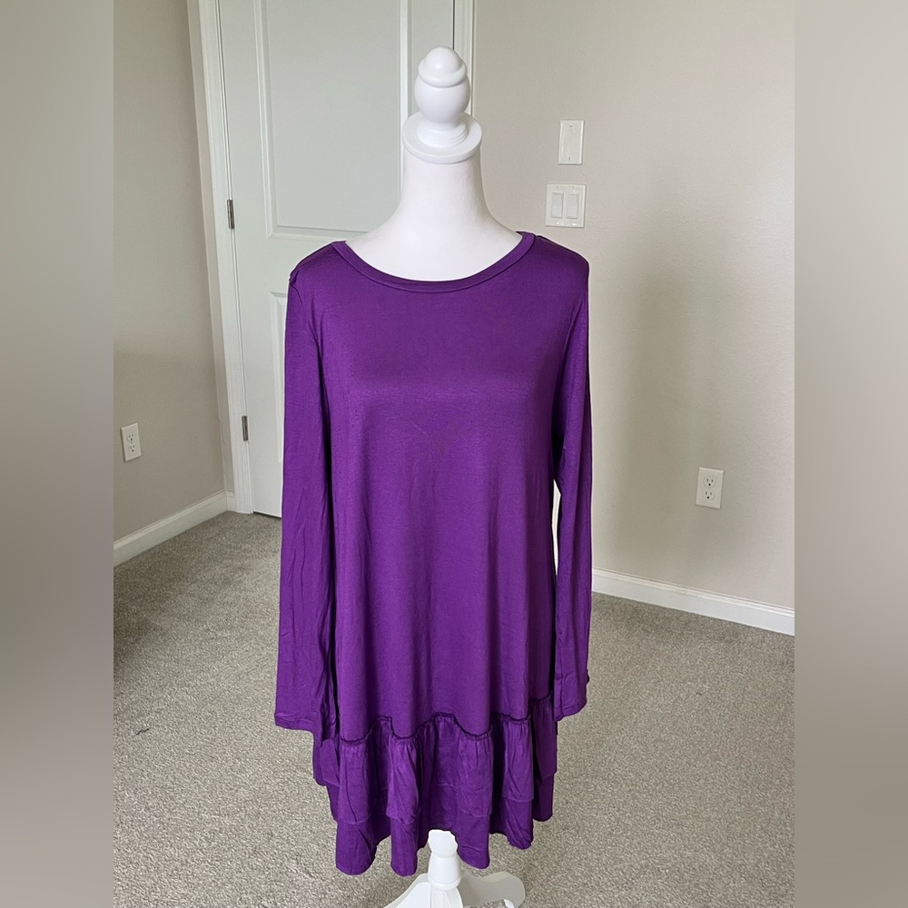 NWOT Poliana Plus Purple Long Sleeve Women's Top/Dress Size 2X